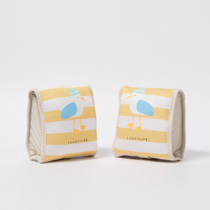 SUNNYLIFE Kids Inflatable Arm Bands Sid the Seagull Mustard Stripe - S51NABMS