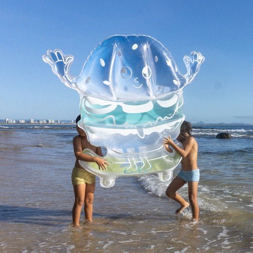 SUNNYLiFE Kids Lie-On Float Burger Boy The Sea Kids Blue-Lime - S41MLFSE
