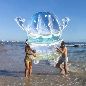 SUNNYLiFE Kids Lie-On Float Burger Boy The Sea Kids Blue-Lime - S41MLFSE