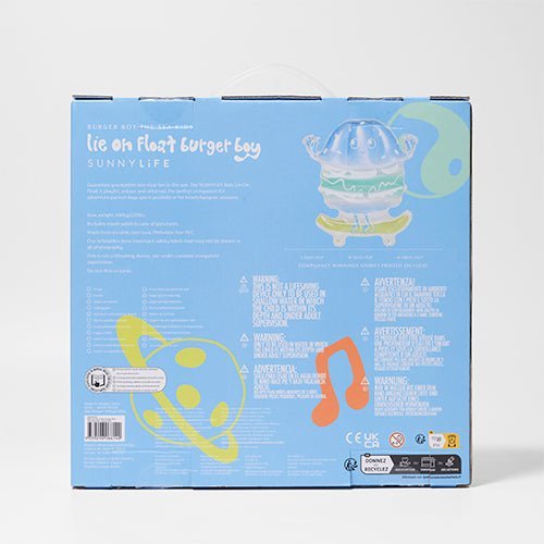 SUNNYLiFE Kids Lie-On Float Burger Boy The Sea Kids Blue-Lime - S41MLFSE