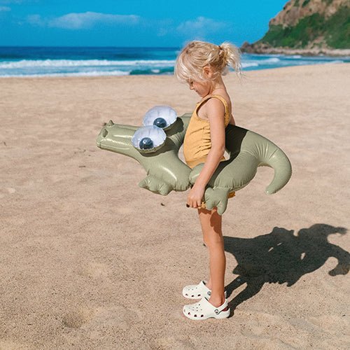 SUNNYLiFE Kids Pool Ring Cookie the Croc Khaki - S41PRCRC