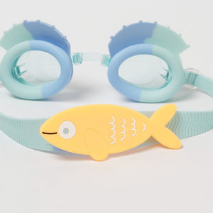 SUNNYLIFE Kids Swim Goggles Finn the Fish Aqua Blue - S51KSGAB