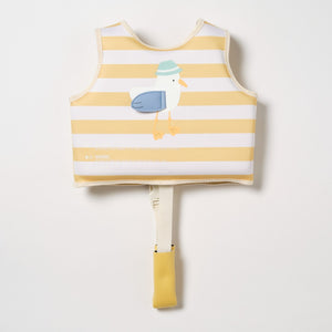SUNNYLIFE Kids Swim Vest 2 - 3 Sid the Seagull Mustard Stripe - S51VVMS2