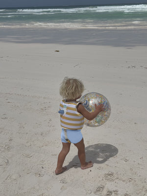 SUNNYLIFE Kids Swim Vest 2 - 3 Sid the Seagull Mustard Stripe - S51VVMS2