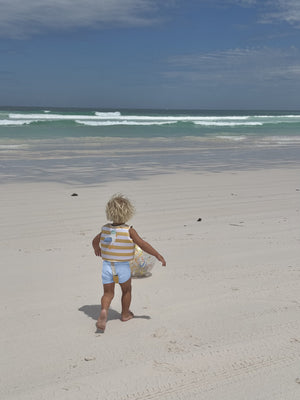 SUNNYLIFE Kids Swim Vest 2 - 3 Sid the Seagull Mustard Stripe - S51VVMS2