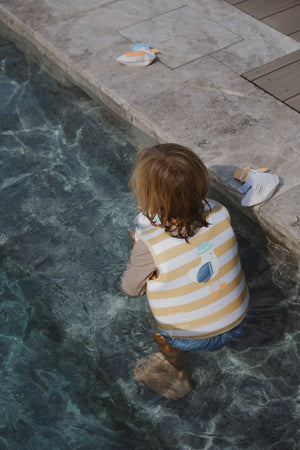 SUNNYLIFE Kids Swim Vest 3 - 6 Sid the Seagull Mustard Stripe - S51VVMS4