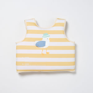 SUNNYLIFE Kids Swim Vest 3 - 6 Sid the Seagull Mustard Stripe - S51VVMS4