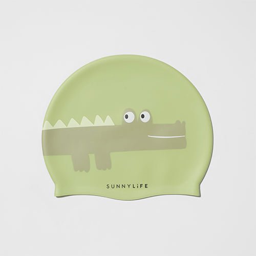 SUNNYLiFE Kids Swimming Cap Cookie the Croc Light Khaki - S41SCCRC