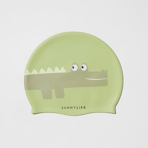SUNNYLiFE Kids Swimming Cap Cookie the Croc Light Khaki - S41SCCRC