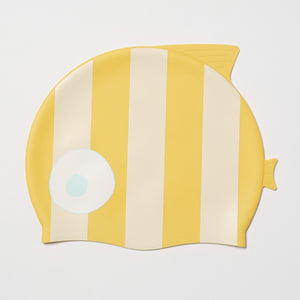 SUNNYLIFE Kids Swimming Cap Finn the Fish Mustard Stripe - S51SCMST