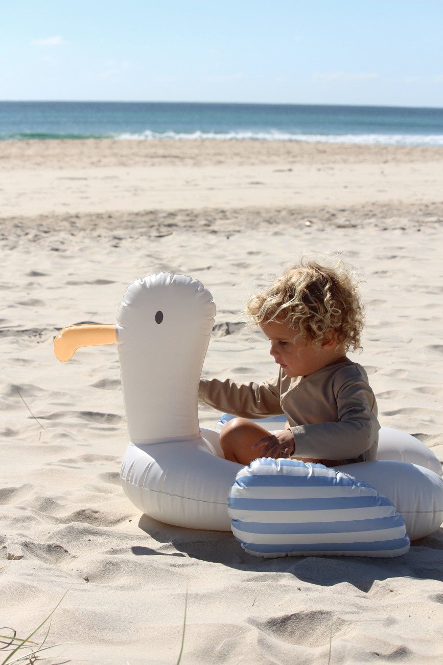 SUNNYLIFE Kids Tube Pool Ring Sid the Seagull Blue Stripe - S51TPRBL