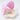 Pink inflatable baby seat with floral pattern on a white background