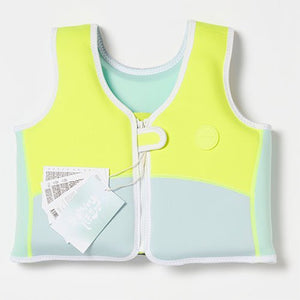SUNNYLiFE Salty the Shark Swim Vest Aqua Neon Yellow - SCMSVAQS