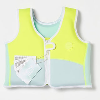 SUNNYLiFE Salty the Shark Swim Vest Aqua Neon Yellow - SCMSVAQS