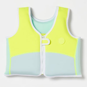 SUNNYLiFE Salty the Shark Swim Vest Aqua Neon Yellow - SCMSVAQS