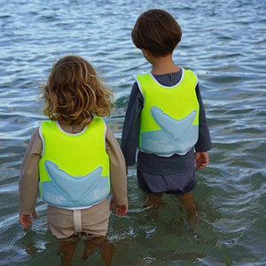 SUNNYLiFE Salty the Shark Swim Vest Aqua Neon Yellow - SCMSVAQS