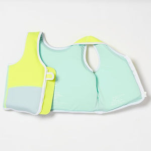 SUNNYLiFE Salty the Shark Swim Vest Aqua Neon Yellow - SCMSVAQS