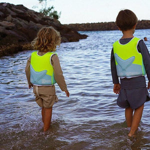 SUNNYLiFE Salty the Shark Swim Vest Aqua Neon Yellow - SCMSVAQS