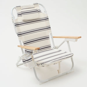 SUNNYLiFE Teal Color Stripes Print Deluxe Beach Chair Casa Fes - S31DBCIS