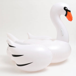 SUNNYLiFE White Color Inflatable Luxe Ride-On Float Swan - S3LRIDWS
