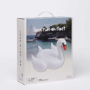 SUNNYLiFE White Color Inflatable Luxe Ride-On Float Swan - S3LRIDWS