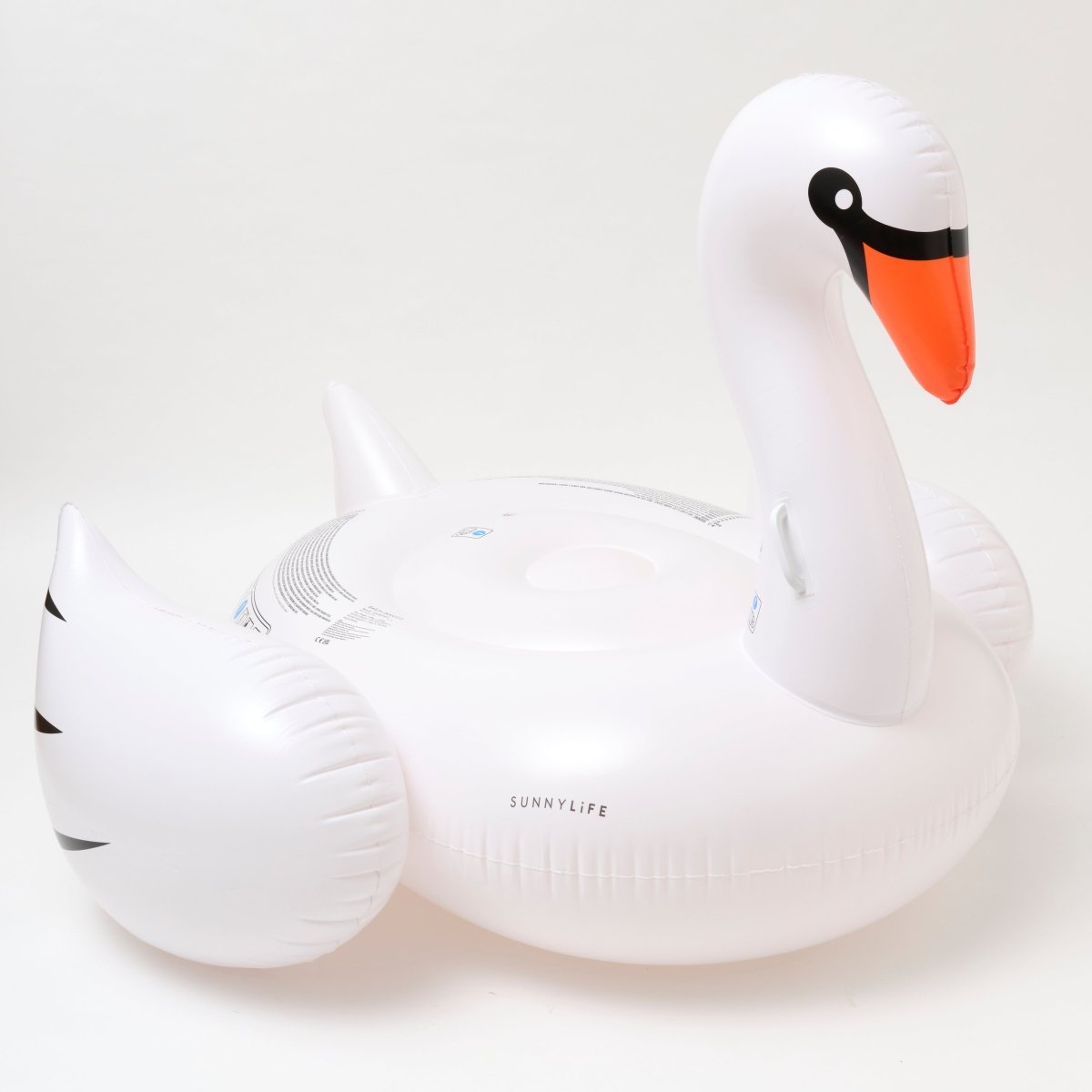 White Swans Inflatables SUNNYLiFE White Color Inflatable Luxe Ride-On Float Swan - S3LRIDWS