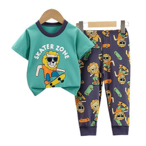 Surfing Lion soft Cotton Joggers Nightsuit set for Kids - 2 - 3 Years Nightsuits