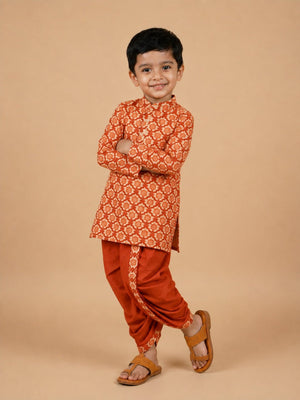 Surkh Bloom Boys Dhoti Kurta Set - 0-6 Months Boys Ethnic Set