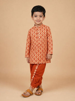 Surkh Bloom Boys Dhoti Kurta Set - 0-6 Months Boys Ethnic Set