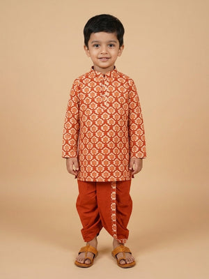 Surkh Bloom Boys Dhoti Kurta Set - 0-6 Months Boys Ethnic Set
