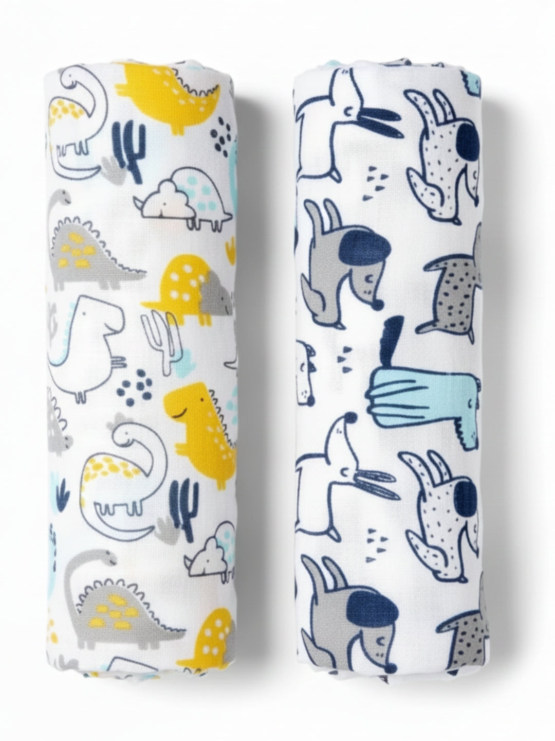 Baby Swaddle Wrap Combo- Dino Forest & Cute Puppy