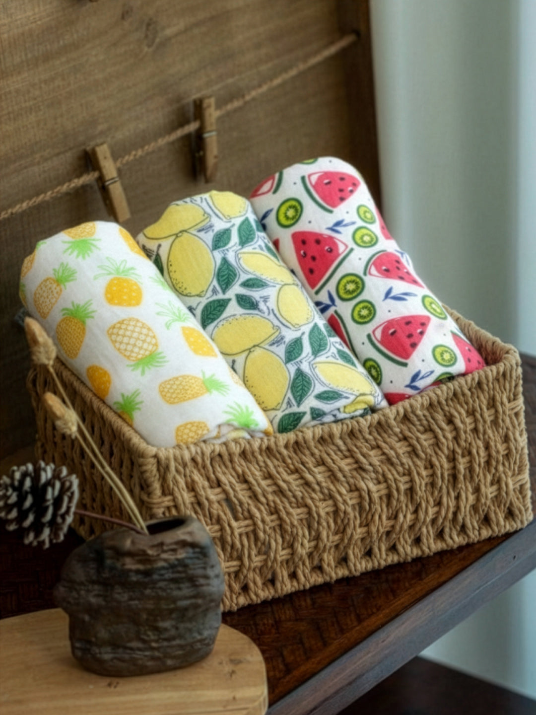 Baby Swaddle Wrap Combo- Fruity Watermelon, Fruity Pineapple & Fruity Lime