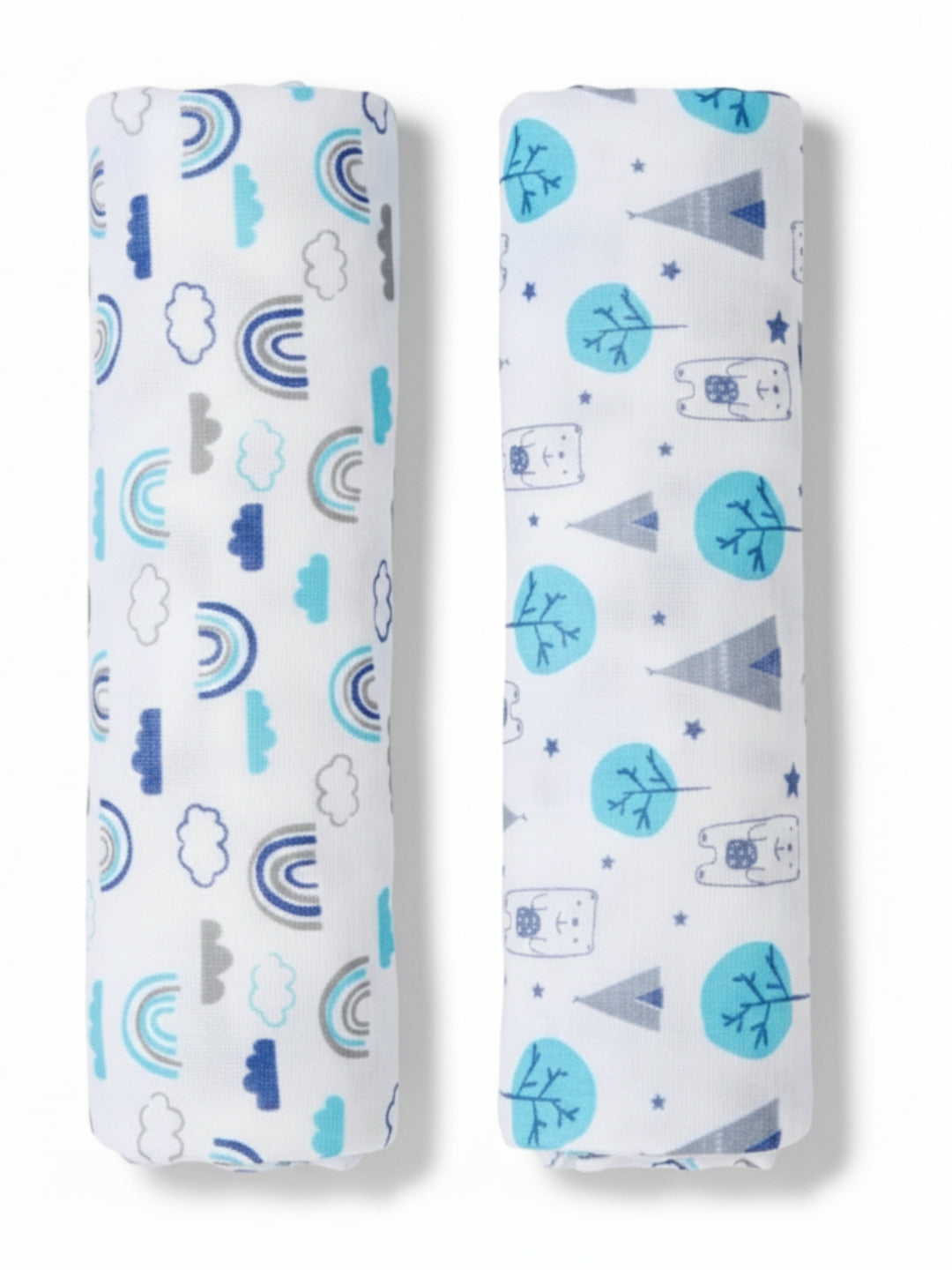 Baby Swaddle Wrap Combo- Happy Rainbow & Blue Forest