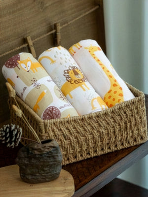 Baby Swaddle Wrap Combo- Little Fox, Jungle King & Tall As A Giraffe - The Mom Store