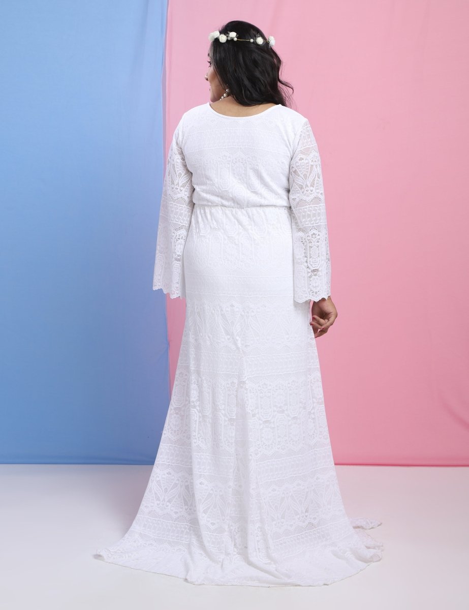 Sweet Morning Dew Lace Maternity Photoshoot Gown - DRS-WHTLC-M