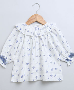 Sweetlime By AS Baby Girls Blue Floral Printed Cotton Dress with a Bloomer. - SLG - DRESS - 01054_1 - 3M