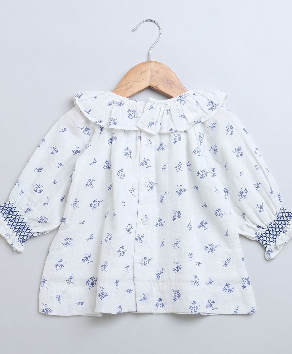 Sweetlime By AS Baby Girls Blue Floral Printed Cotton Dress with a Bloomer. - SLG - DRESS - 01054_1 - 3M