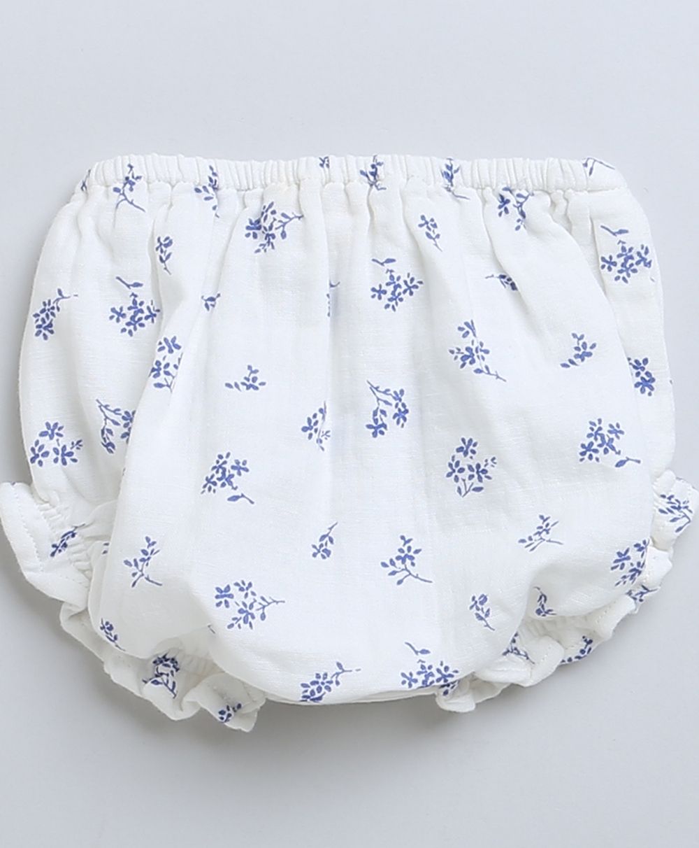 Sweetlime By AS Baby Girls Blue Floral Printed Cotton Dress with a Bloomer. - SLG - DRESS - 01054_1 - 3M
