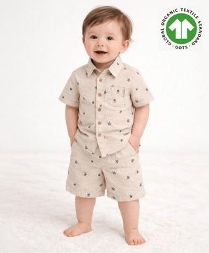 Sweetlime By AS Beige Boat Co - ord Set Poplin | The Mom Store - 0 - 6 Months Kids Casual Set