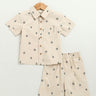 Sweetlime By AS Beige Boat Printed Cotton Poplin Co - ord Set - SLB - CORD - 01201_0 - 6M