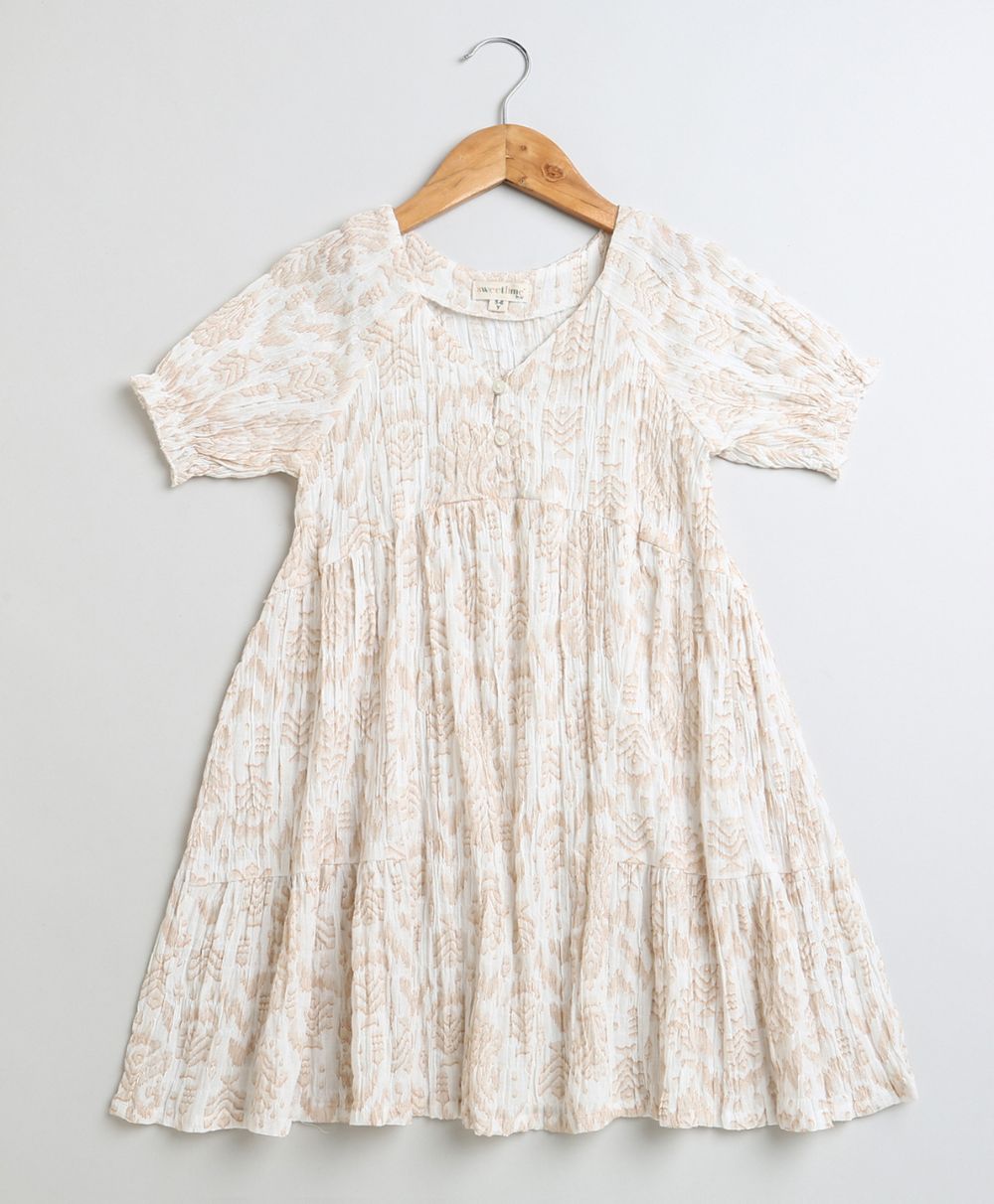 Sweetlime By AS Beige Floral Print Cotton Dress. - SLG - DRESS - 01154_2 - 3Y