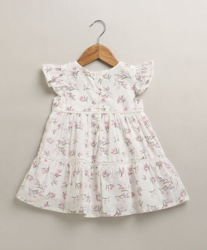 Sweetlime By AS Blossom Breeze Organic Cotton Baby Dress with Hairband – White - 0 - 3 Months