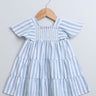 Sweetlime By AS Blue and White Striped Bell Sleeves Cotton Slub Dress. - SLG-DRESS-01061_3-6M