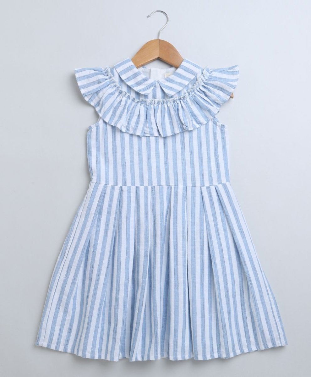 Sweetlime By AS Blue and White Striped Cotton Sun Dress. - SLG-DRESS-01057_3-4Y