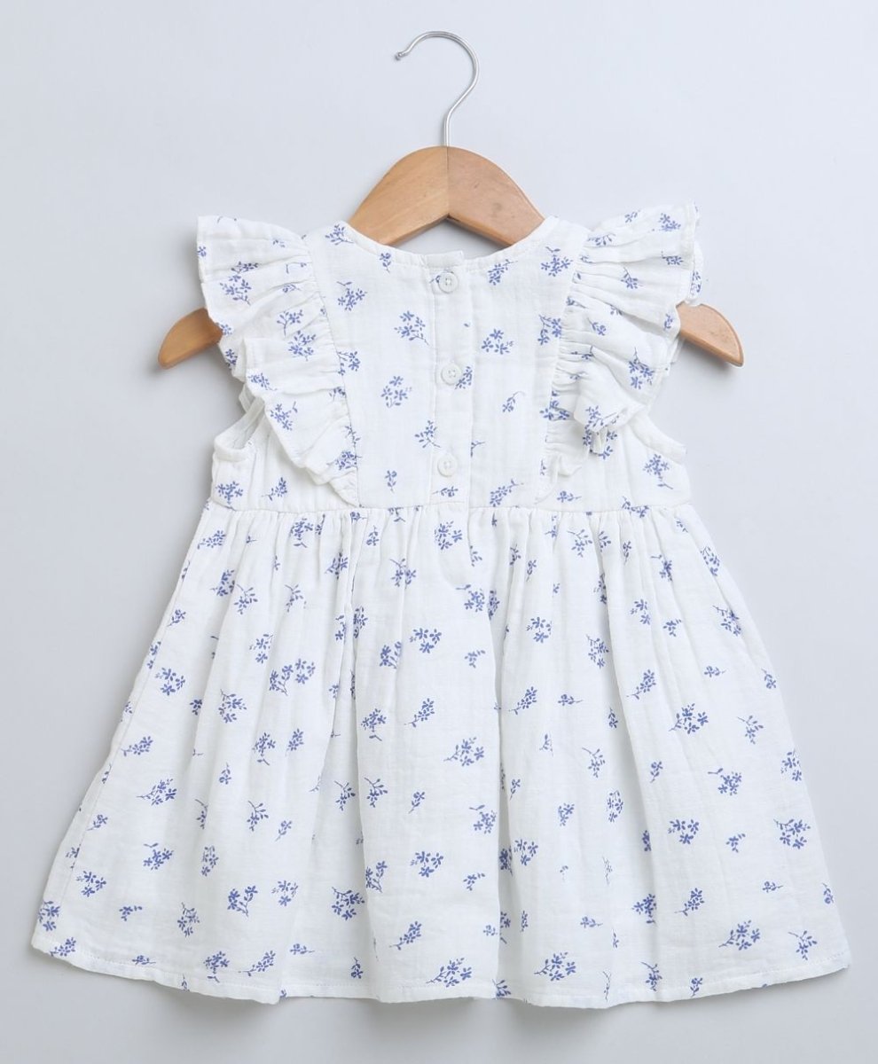 Sweetlime By AS Blue Floral Print Flared Cotton Dress. - SLG-DRESS-01056_1-3M