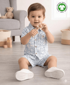 Sweetlime By AS Blue Lemon Co - ord Set Cotton | The Mom Store - 0 - 6 Months Boys Casual Shorts Set