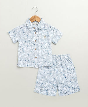 Sweetlime By AS Blue & White Lemon Print Cotton Co - ord Set - SLB - CORD - 01215_0 - 6M