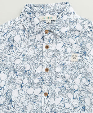 Sweetlime By AS Blue & White Lemon Print Cotton Co - ord Set - SLB - CORD - 01215_0 - 6M