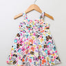Sweetlime By AS Cat & Butterfly Printed Colourful Dress- White - SLG-SHORTS-00387_3-6M