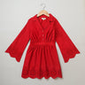 Sweetlime By AS Cherry Red Flared Schiffly Dress - SLG-DRESS-01031_3-4Y